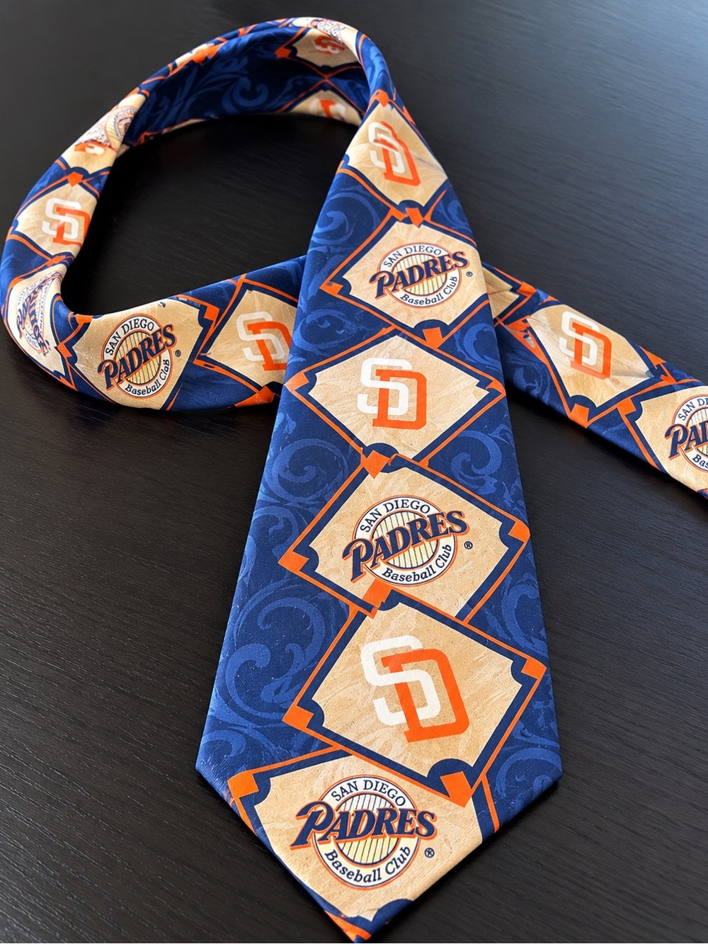 1994 San Diego Padres Tie - Ralph Marlin MLB Diamond Collection - Navy Blue 90s